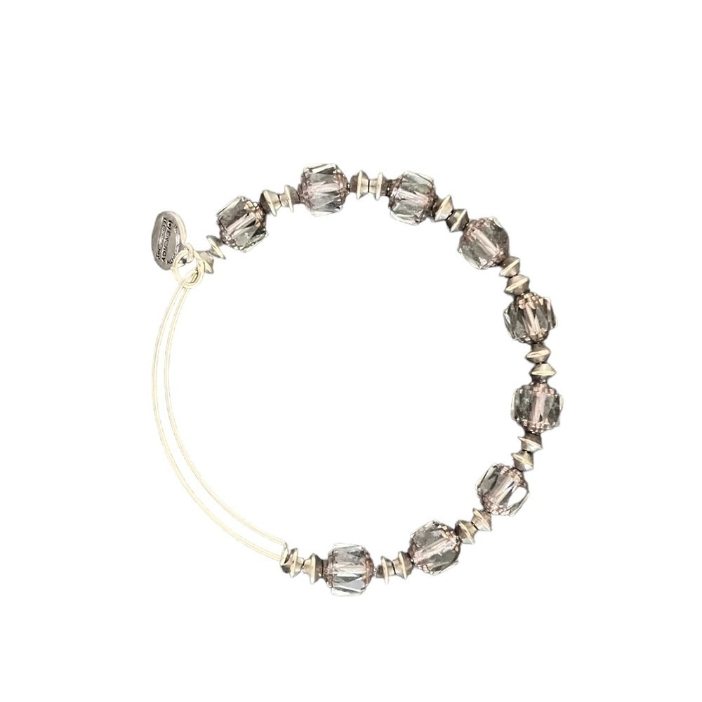 Alex and Ani Faceted Crystal BeadExpandable Bracelet | Silver Tone Smoky Crystal